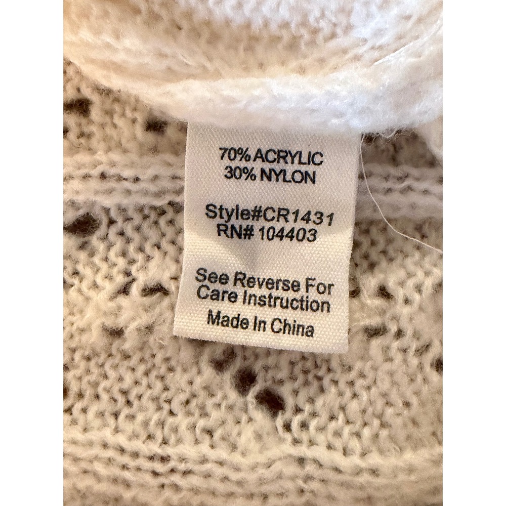 Blu Pepper Cream Pointelle Knit Back Tie Sweater Ivory Chevron Crochet - Picture 5 of 5